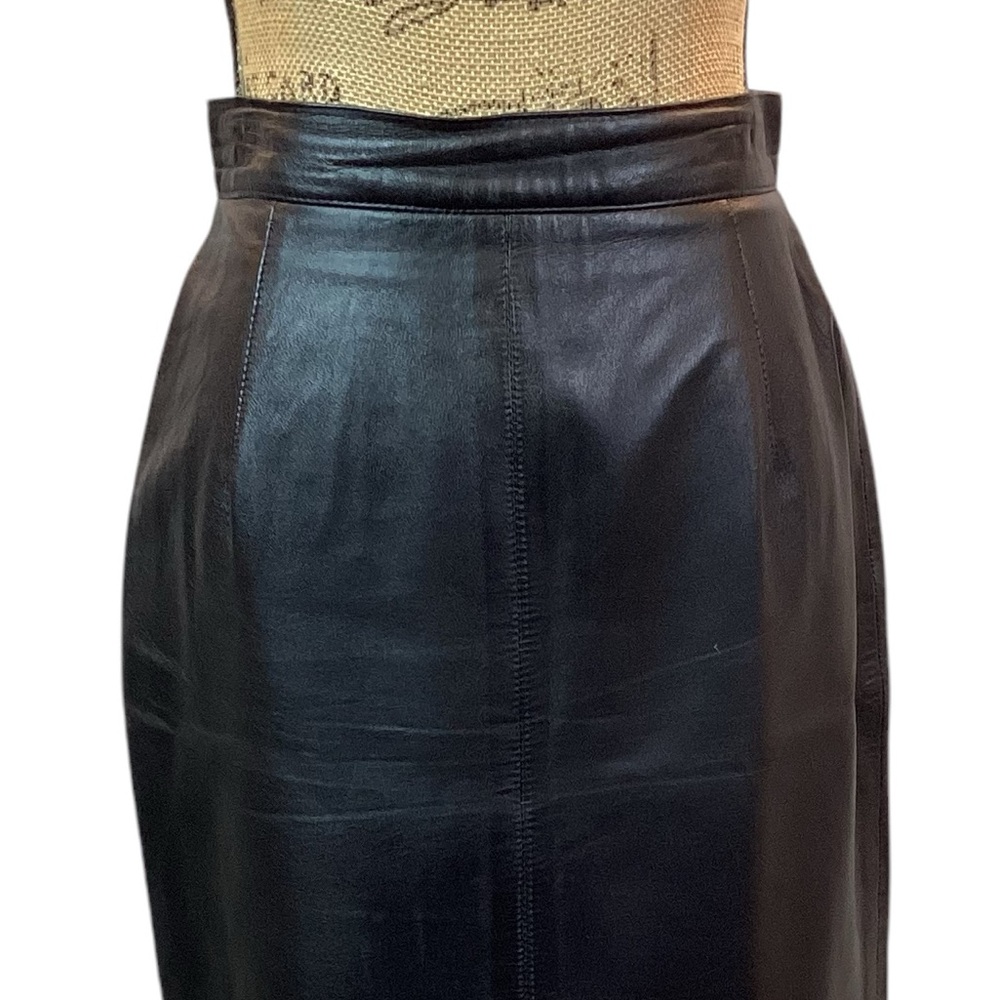 Vintage Genuine Leather Melanzona Maxi Skirt Black - Picture 10 of 11
